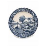 A.A. Importing Co. Japan Blue Floral Scenic Plate