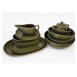 Vintage Brusche Green Ceramic Dinnerware Set