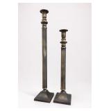 Bombay Fluted Brass Candlesticks Pair