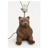 Carved Wooden Bear Figural Table Lamp