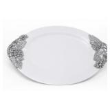 Towle White Serving Platter With Metal Handles