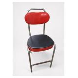 Mid-Century Red Vinyl Chrome Frame Chair
