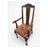 Wooden Armchair With Floral Upholstered Seat