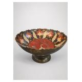 Solid Brass Enameled Peacock Footed Bowl