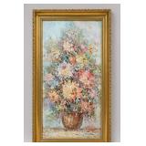 Floral Still Life Oil Painting In Ornate Frame
