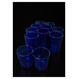Cobalt Blue Faceted Drinking Glasses Set