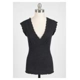 Liquid Black Lace-Trim Top, Size S