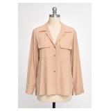 Chaus 100% Silk Button Front Shirt Size 4