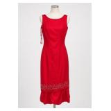 Emma Domb Red Beaded Sleeveless Dress Size 5