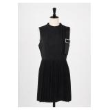 Sandro Black Pleated Dress With Buckle, Size 9