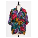 Pierre Cardin 100% Polyester Floral Shirt Size L