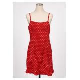 Red Polka Dot Dress, Made In U.S.A. Small