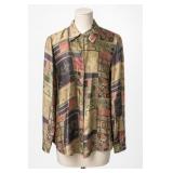 STUN 100% Silk Patchwork Blouse