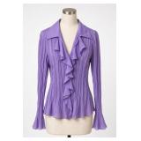 Dialogue Purple Polyester Ruffle Blouse, XS