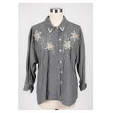 Jane Ashley Beaded Embellished Shirt, Size M