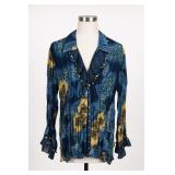 Diano Blue Paisley Blouse Size L