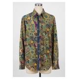 Cremieux Premium Denim Cotton Paisley Shirt Size L