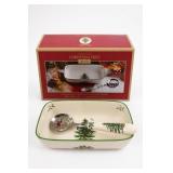 Spode Christmas Tree Cranberry Server & Spoon