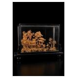 Chinese Hand-Carved Cork Diorama With Pagoda
