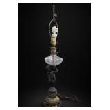 Figural Putti Cherub Table Lamp With Glass Globe