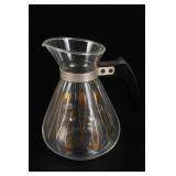 Mid Century Glass Gold Design Coffee Pot