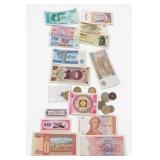 Assorted World Banknotes & Coins