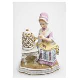 Orli Germany Porcelain Girl With Birdcage Figurine
