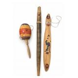 Aboriginal Bullroarer And Wooden Instruments, 3pc