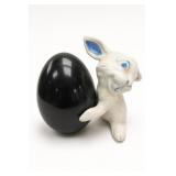 Pumppot Ceramic Rabbit Figurine W Black Marble Egg