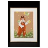 Suzy Dean Signed Clown Art Print Framed