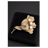 Lisner Gold-Tone Leaf Motif Brooch