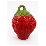 Vintage Ceramic Strawberry Cookie Jar With Lid