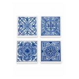Bombay Blue & White Ceramic Trivets, Set Of 4