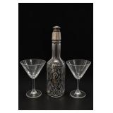 Glass Decanter w/ Ornate Scroll Design