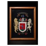 Framed Embroidered Coat Of Arms Wall Hanging