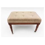 Vintage Mahogany Tufted Upholstered Footstool