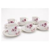 5-Pair Pink Floral Made In China Cup & Saucer Set