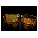 Blenko Amber Glass Ashtrays, Pair