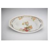 Hand Painted Floral Porcelain Handled Serving Dish