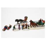 Christmas Village Sleigh & Caroler Figurine Set