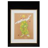 Signed Suzi Dean Original Clown Framed Artwork