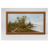 Framed Landscape Oil Painting Signed R Thompson