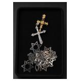 Mixed Star And Cross Pendant Jewelry Lot
