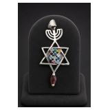 Sterling Silver Menorah Star Pendant