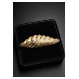 M JENT Goldtone Wavy Shell Brooch