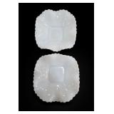 Milk Glass Square Scalloped Dish Set