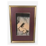 Framed Japanese Ink Print of Rats
