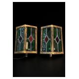 Flying Anvil Ind. Stained Glass Light Pair