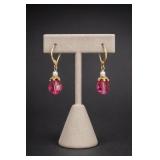 Gold Fill Pink Faceted Dangle Earrings