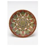 Vintage Brass Peacock Hand-Painted Footed Bowl